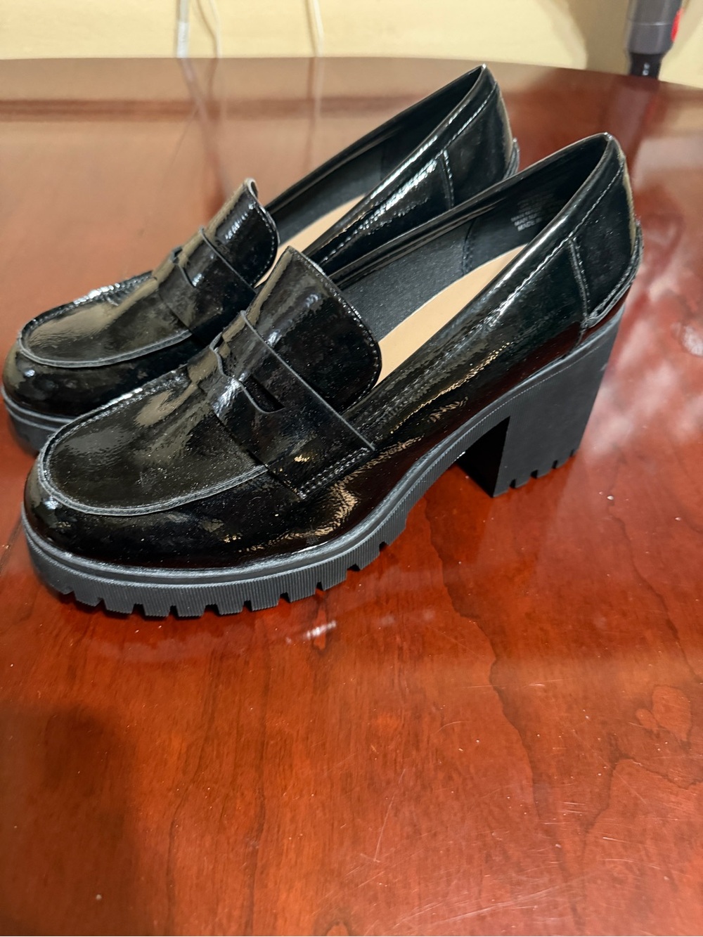 Wild Pair Black Patent Chunky Platform Loafers